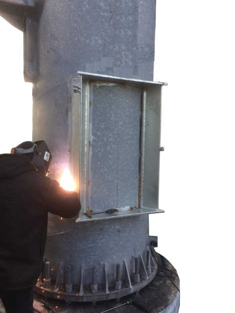 Welding on a telecommunications tower